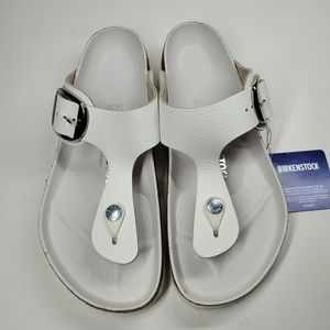 New Birkenstock Gizeh Big Buckle White Leather Sandals
